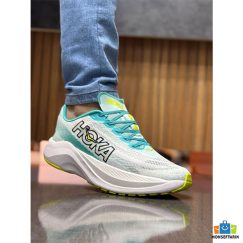 کتونی هوکا مدل mach x سفید فیروزه‌ای